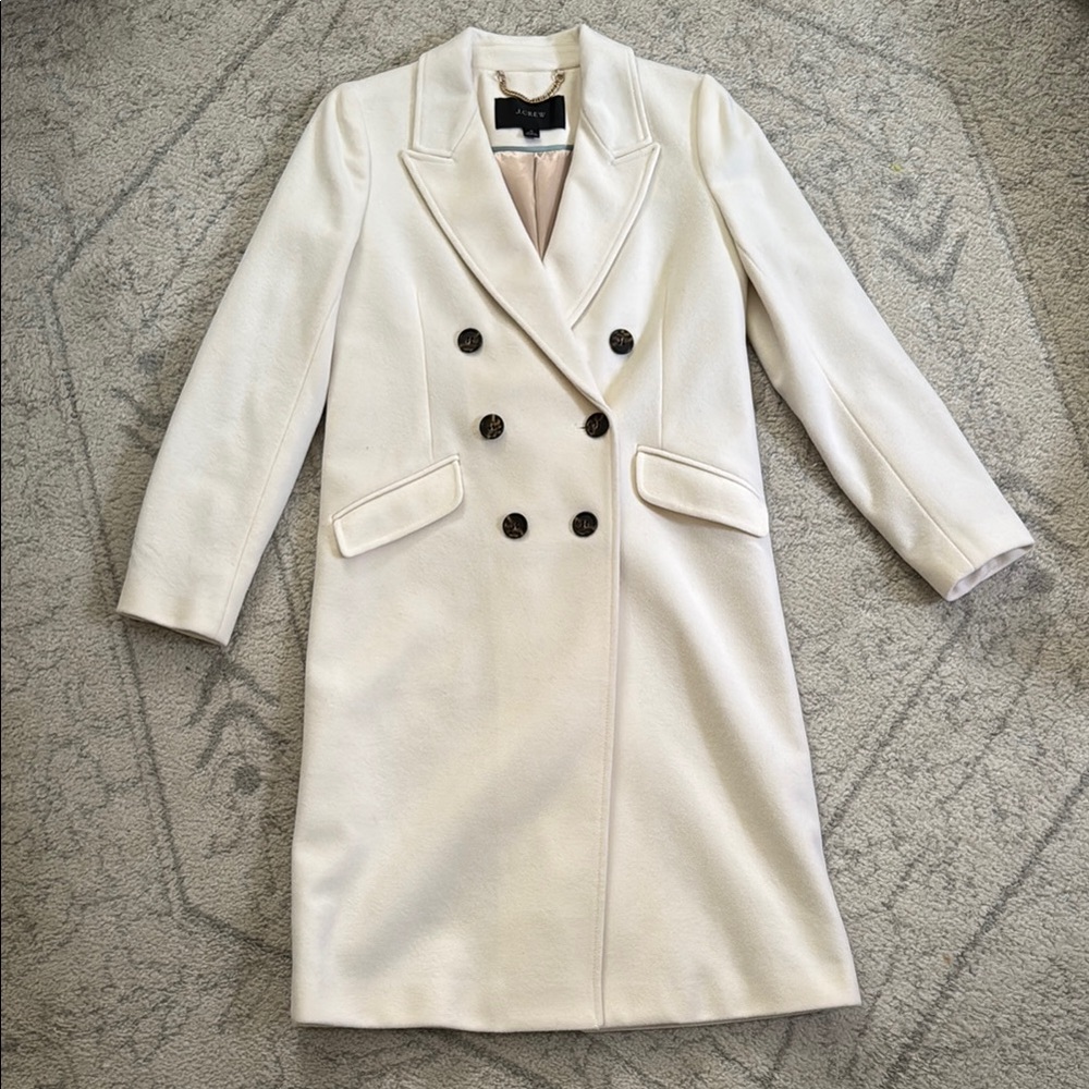 J. Crew Cream Pea Coat with Wide Lapels